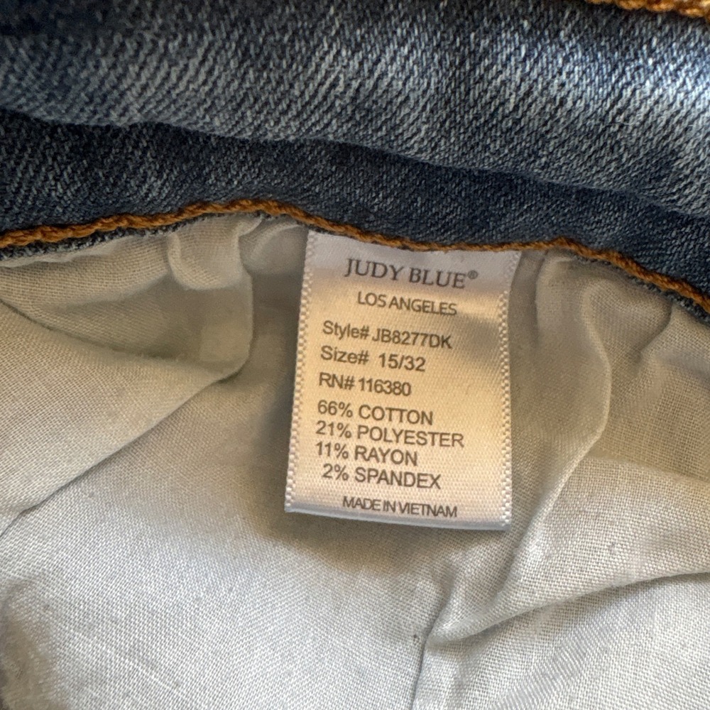 Judy Blue Straight Leg Jeans Womens 15/32 Blue Distressed Mid Rise Stretch Denim - Picture 4 of 8